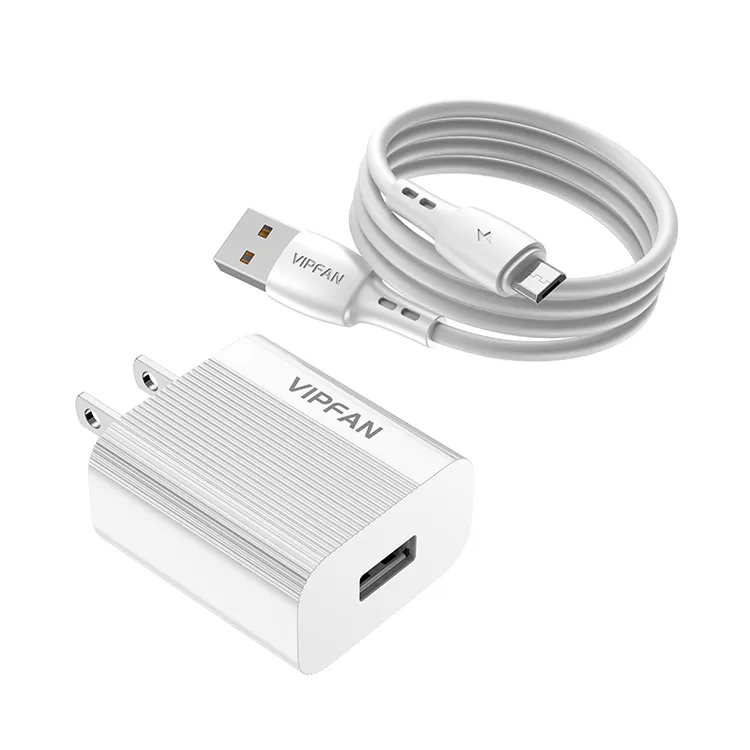 Single Port 2.4A Fast Charging Mobile Phone Adapter Charger With USB Cables