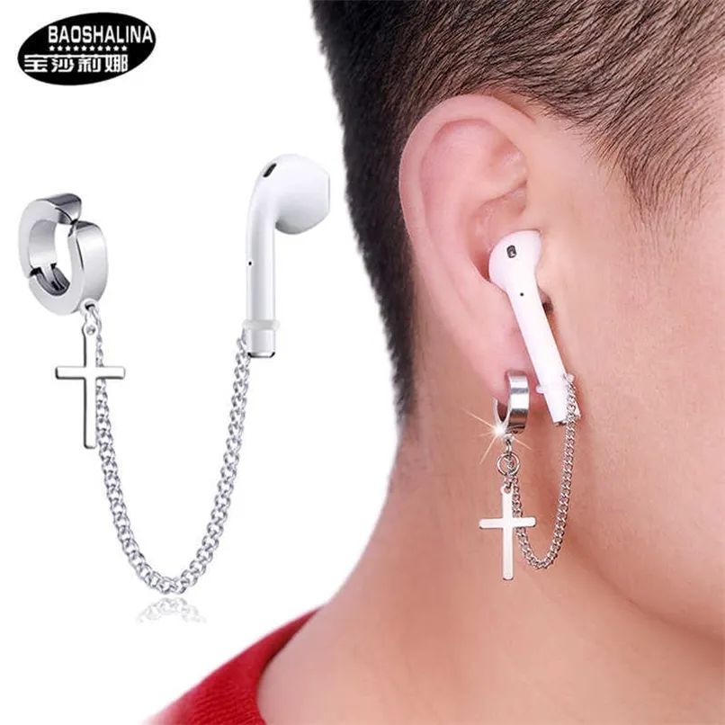 Unisex Anti-Verlust-Ohrhörer-Ohrringe für Airpods, Ohrhaken, Ohrwickel, Edelstahl-Crawler für 1, 2 und AirPods Pro-Halter, Sterling-Ohrknochen-Ring-Zubehör, L121601