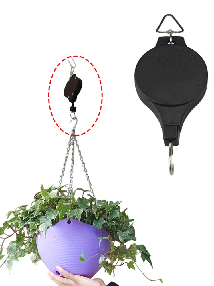 Garden Supplie Pflanzenhaken-Riemenscheibe, einziehbarer hängender Blumenkorb-Aufhänger für Töpfe und Vogelhäuschen KDJK2106