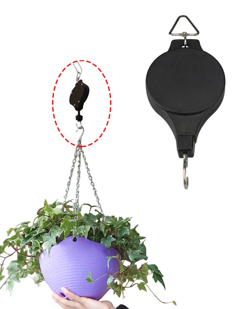 Retractable Plant Pulley Adjustable Heavy Duty Hanging Flower Basket Hanger  Hooks for Garden Baskets Pots and Birds Feeder