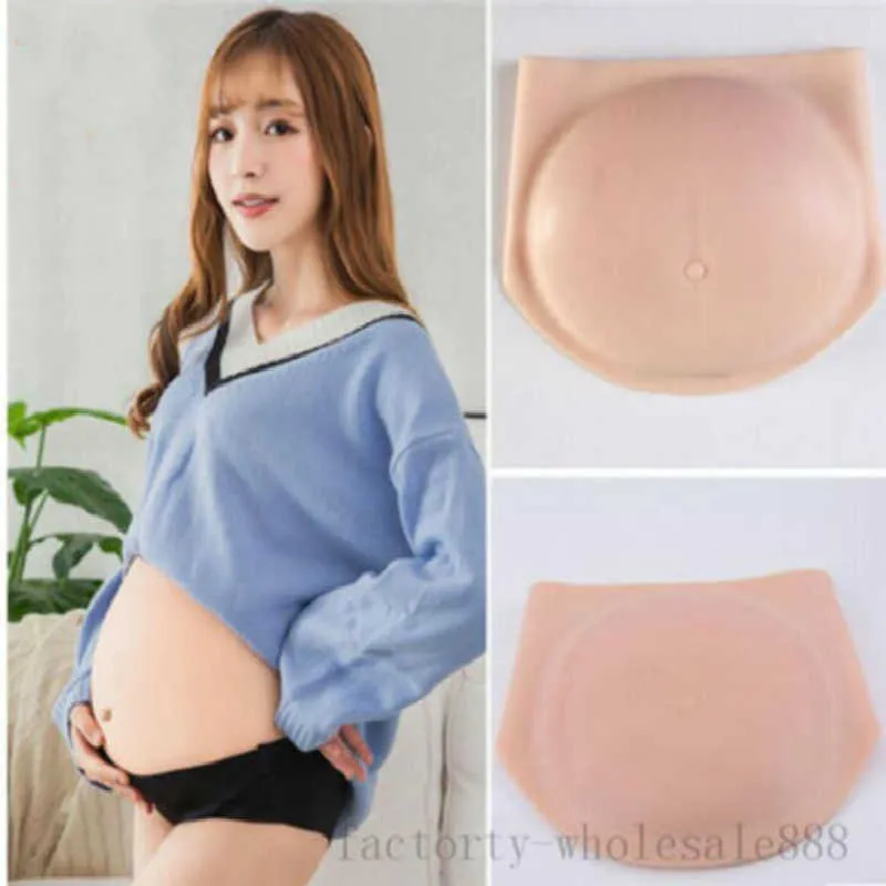 2020 Silicone Jelly Fake Pregnant Artificial Baby Bump Belly Test Full Body Shapewear Bodyshaper Waist Shaper Plus Size