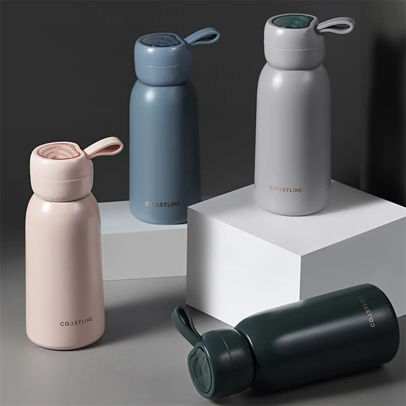 Kreatywny izolowany butelka wody Przenośne 304 Stal nierdzewna Thermos Cute Travel Próżnia 350ml kawy 210423