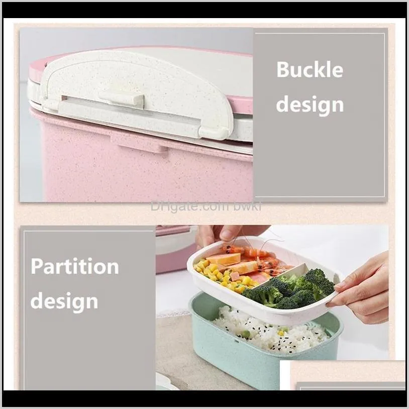 eco-friendly lunch box fashion wheat straw microwave bento portable lunch box food container storage box compartments case jxw278