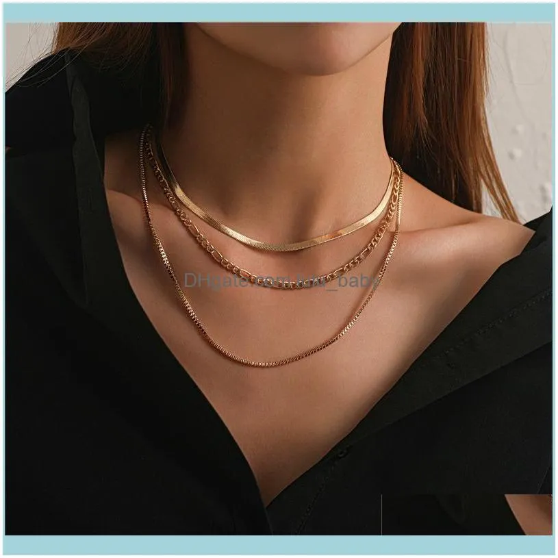 Chains Fashion Punk Multilayer Chain Necklace For Women Hip Hop Jewelry Choker Collar Stainless Steel Pendant
