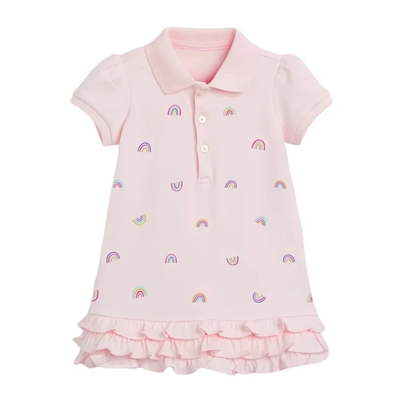 Little maven Ragazze Abiti Arcobaleno Colletto rovesciato Abbigliamento per bambini Estate Costume da principessa per bambini 2121 Abito 211130