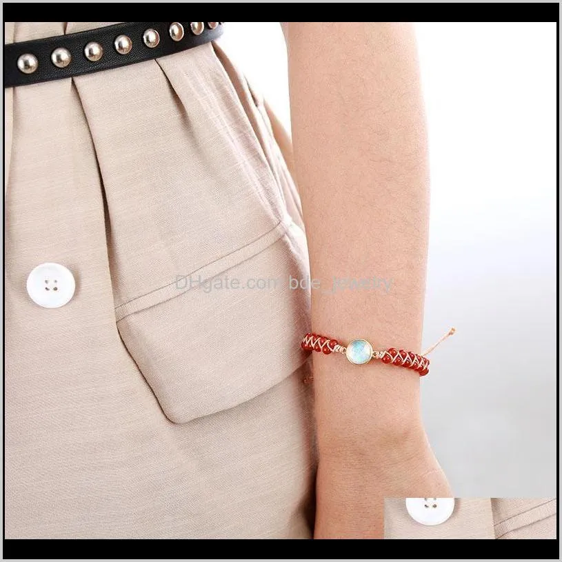 natural stone charm bracelets jades opal string braided strand bracelets friendship wrap bracelet women