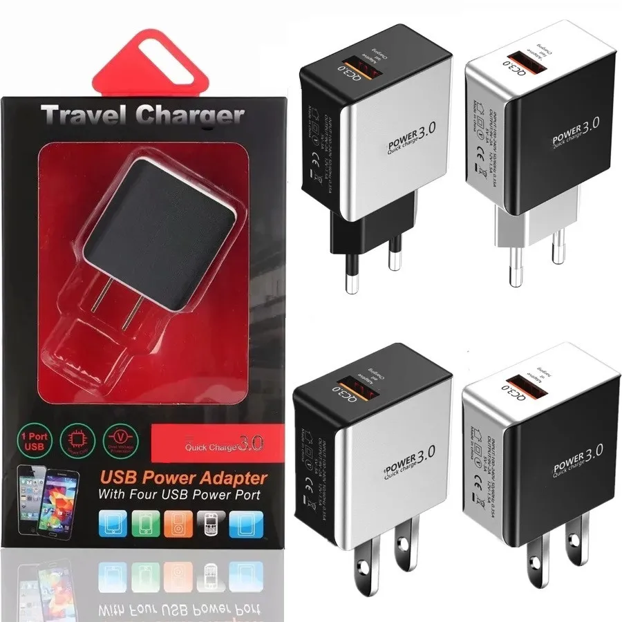 18W QC3.0 빠른 충전기 EU US USB 벽 충전기 iPhone 용 전원 어댑터 15 11 12 13 14 Samsung S10 S20 S22 S23 LG Android Phone