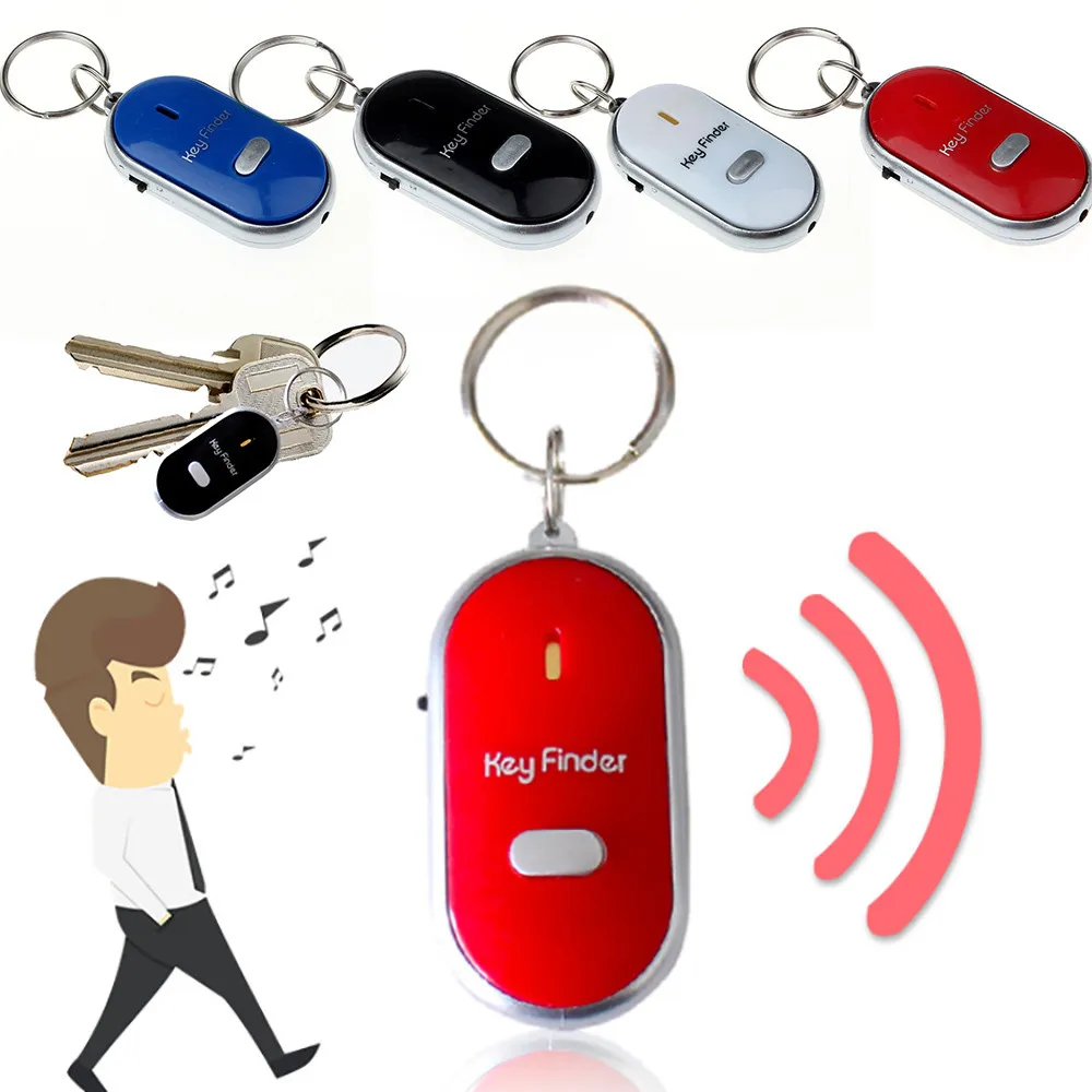 Sound Control Потерянный Ключ Finder Locator KeyChain Светодиодный Легкий Факел Мини Портативный свисток Finder Bag Charge Bearchain