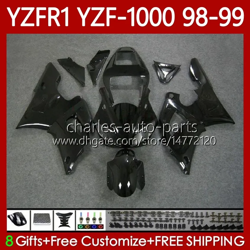 Bloss Black Motorcycle Body для Yamaha YZF-R1 YZF-1000 YZF R 1 1000 CC 98-01 Bodywork 82No.1 YZF R1 1000CC YZFR1 98 99 00 01 YZF1000 1998 1999 2000 2001 Обсуждение OEM