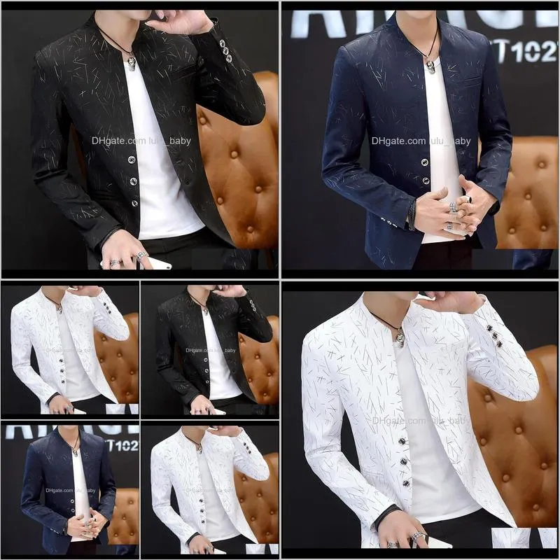 ho 2018 men `s casual collar collar blazer youth handsome trend slim print blazer