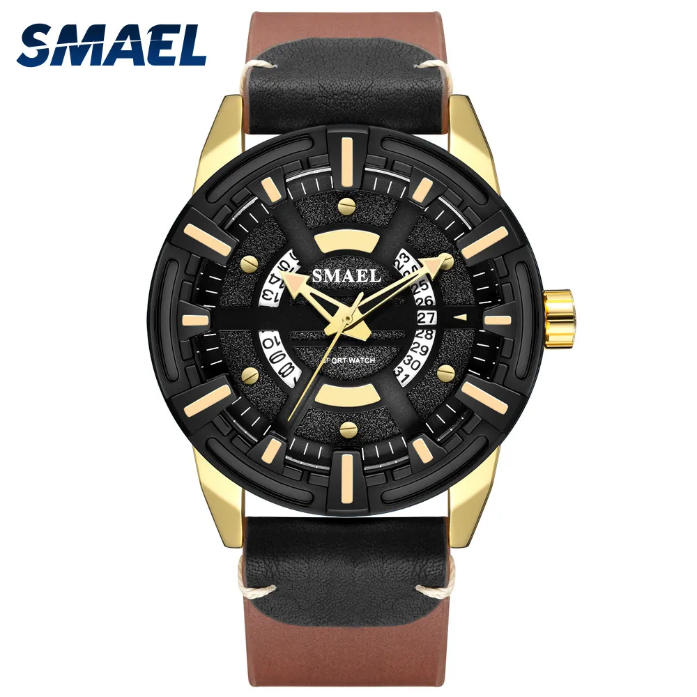 Smael Montres Hommes Quartz Montres-bracelets 30m Étanche Relogio Masculino Résistant Aux Chocs Horloge Sl-9108 Montre À Quartz Marque De Luxe Q0524