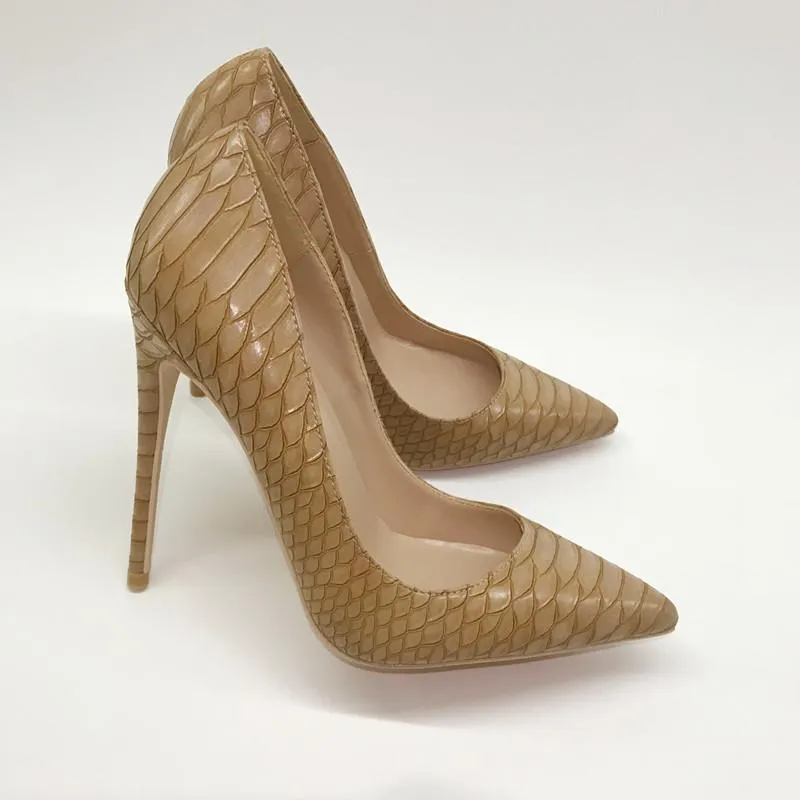 Sukienka buty brązowy wąż wzór wysokie obcasy kobiety 2021 letni cienkie obcasy płytkie spiczaste skórzane owcze skórzane mody pojedyncze buty biurowe