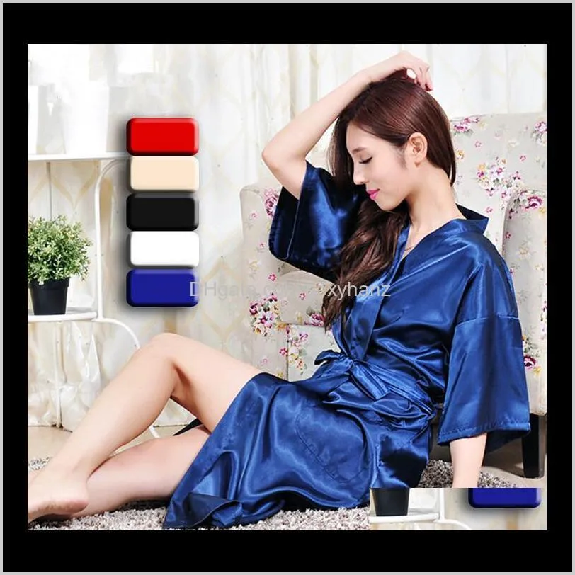 Женские сонные Оптовая продажа бренда длинные халаты эмуляции шелковый мягкий домашний халат плюс размер SXXXL ночная рубашка для женщин Kimono халаты Autunm S 6nhm9