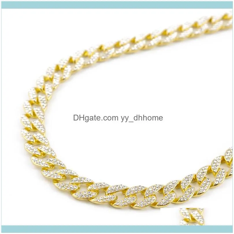 Chains Fashion Iced Out Necklace 18inch-30inch Rhinestone Gold Chain For Men Hip Hop Jewelry Hipster Cuba