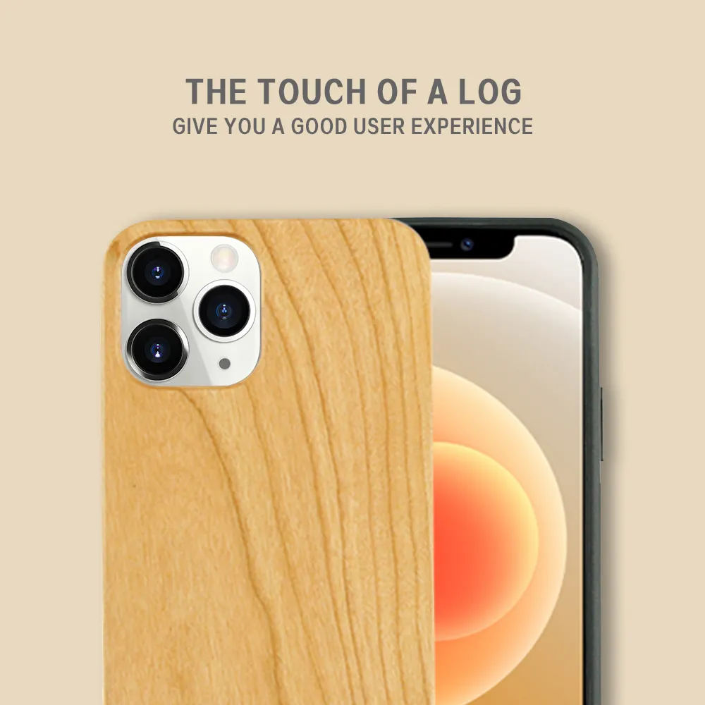 2023 high quality blank natural wood mobile cell phone cases back cover for iphone 12 Mini 11 Pro Max