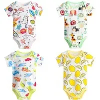  Summer Baby Boys Bodysuit Newborn Clothes Girls Jumpsuits Short Sleeve 100% Cotton Bebe One-Piece Clothing Zoo Animal Top