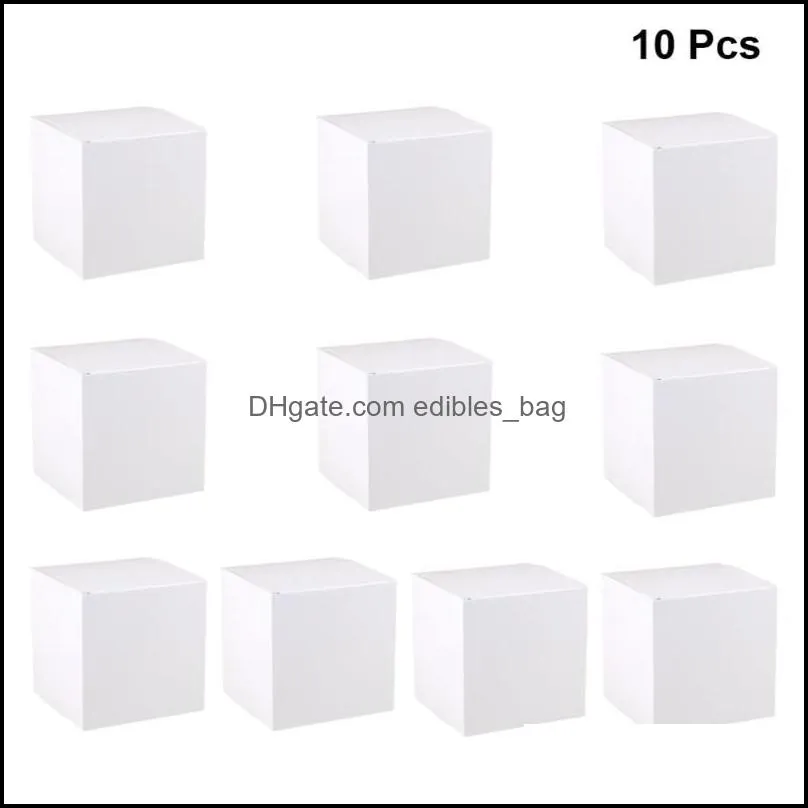 Gift Wrap 10pcs White Boxes Square Packaging Box Folding Carton Case For Craft Cupcake (12 X 12 12)