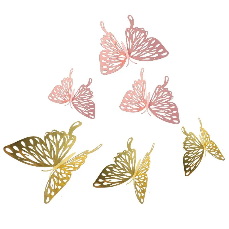 Wall Stickers 24pcs Removable Butterfly-shaped Decals 3D Metallic Sticker