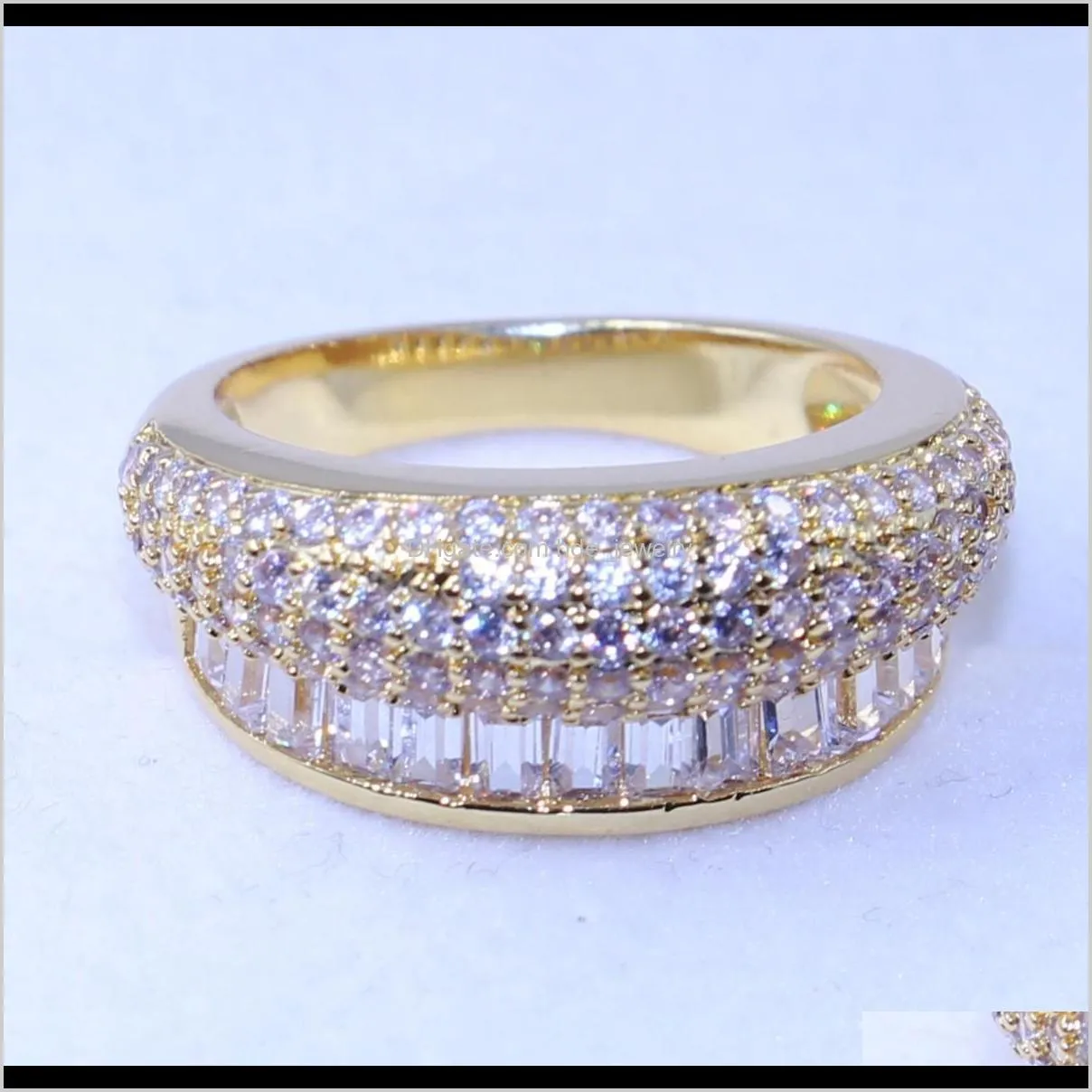 victoria wieck pave setting new women fashion jewelry 10kt gold filled princess white sapphire party cz diamond lady` wedding band ring