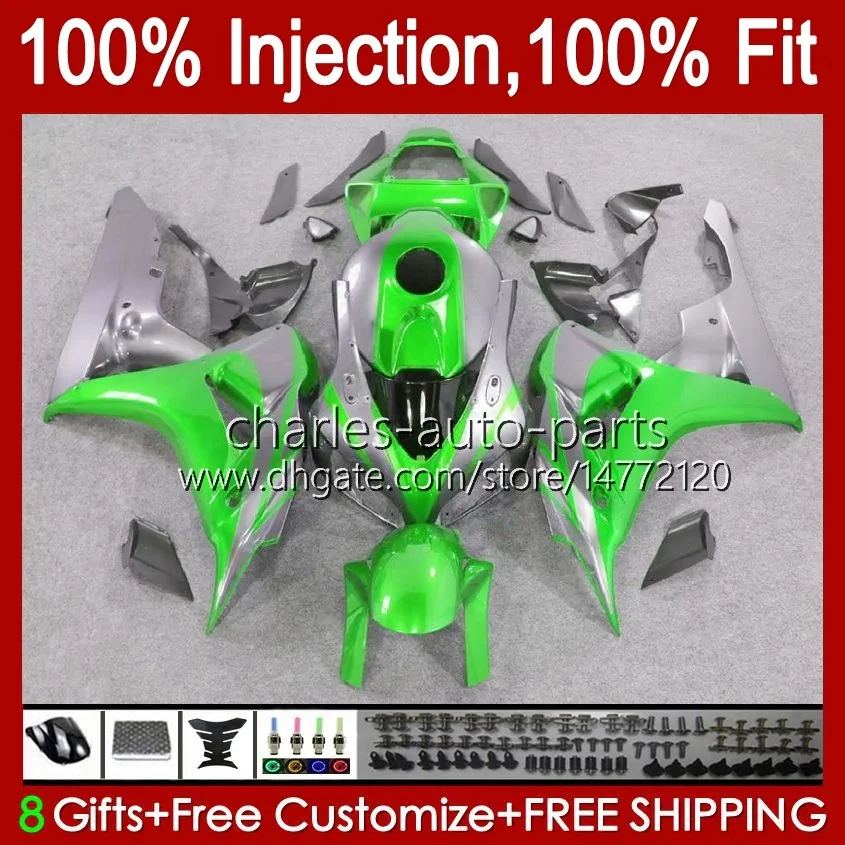 Moulage par injection Carrosserie Pour HONDA CBR 1000RR 1000 RR CC 2006 2007 Corps gris vert 59No.110 CBR1000 RR CBR1000-RR 06-07 1000CC CBR1000RR 06 07 Carénage de moto OEM