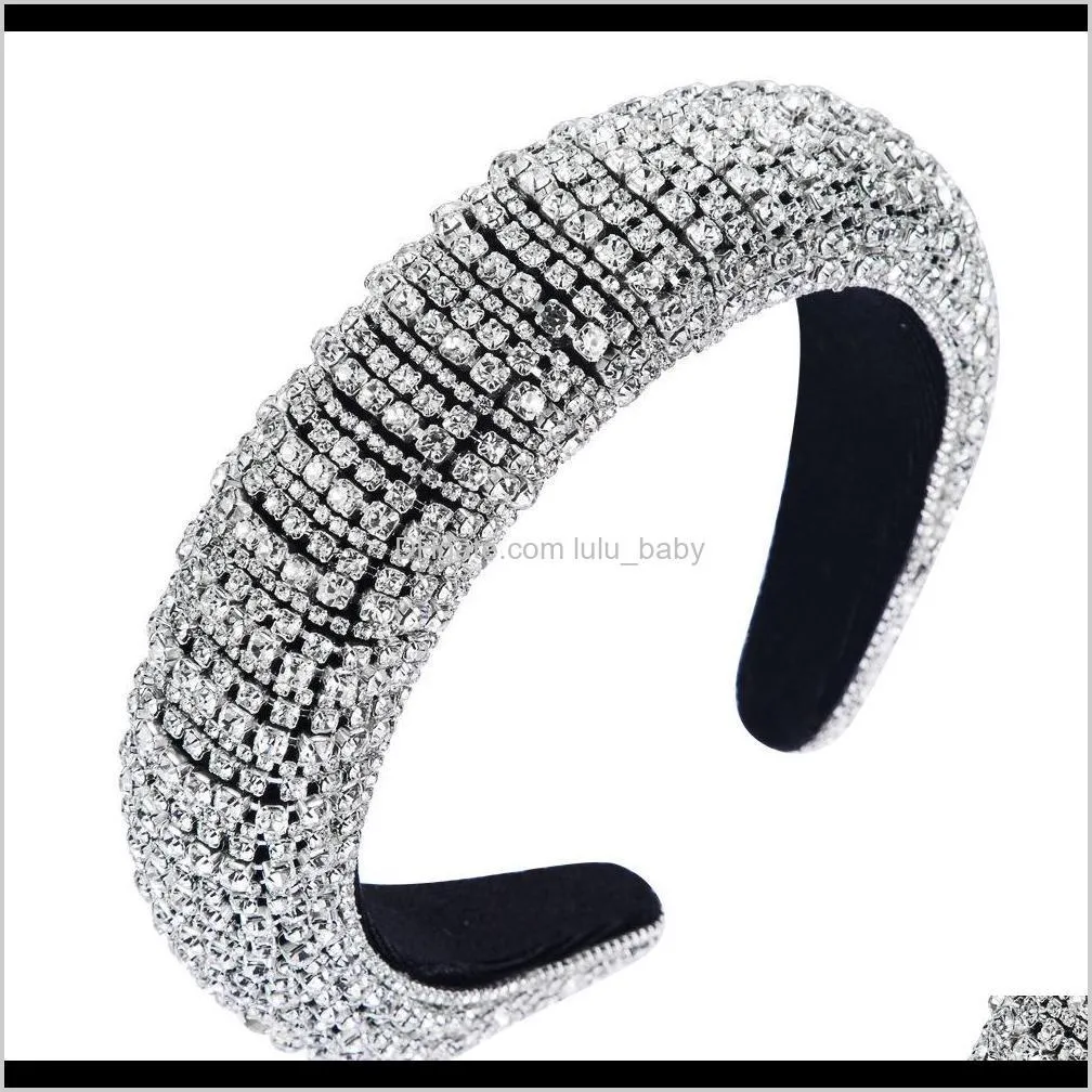 za colored diamond sponge hairband women`s wide baroque party catwalk headband