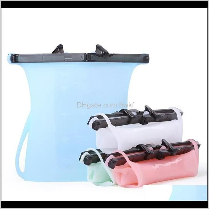 collapsible silicone food storage bag reusable sealed storage container food  bag vegetable bag jxw078