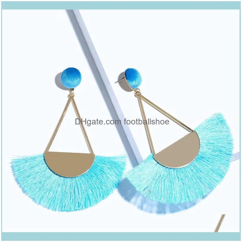 Designers New accessories personality exaggerated fan shaped Tassel Earrings women erm35
