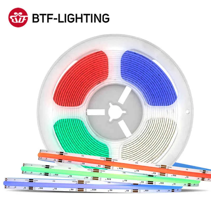 FCOB RGB LED Light Strip DC12V 810 DC24V 840 LEDs Flexible FOB COB 10mm 4pin Wire Led Lights High Density RA90 Linear Dimmable W220309