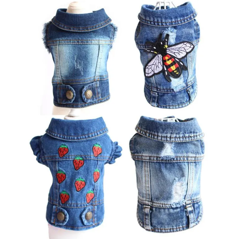 Denim Dog Odzież Odzież Cowboy Puppy Pet Odzież dla małych psów Jeans Jacket Kamizelka Płaszcz ze zwierzętami Stroje XS-2XL