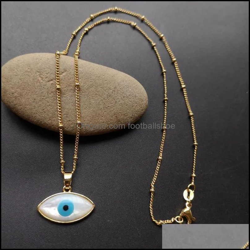 Promotion ! Natural Marquise & Heart Evil Eye Mother of Pearl Shell Necklace Round Blue Evil Eye Mother Pearl charms for Gift