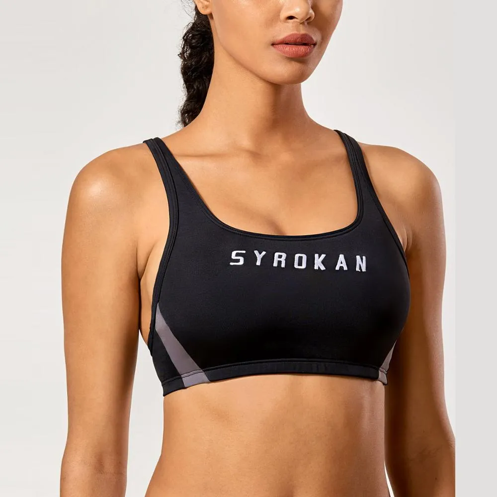 SYROKAN Womens Athletic Sports Bra Bikini Set Two Piece Swimsuit