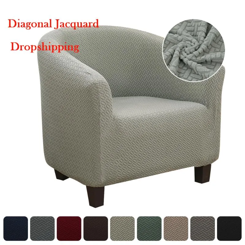 Chair Covers Elastic Coffee Tub Armchair Sofa Cover Diagonal Jacquard Washable Furniture Slipcover Protector Skin-friendly Single Seat