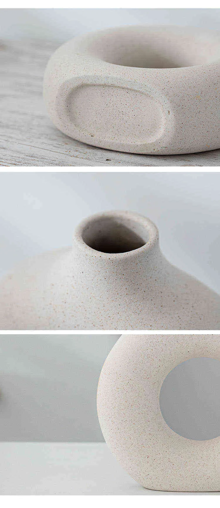 Nordic Circular Hollow Ceramic Vase Donuts Flower Pot Home Decoration ...