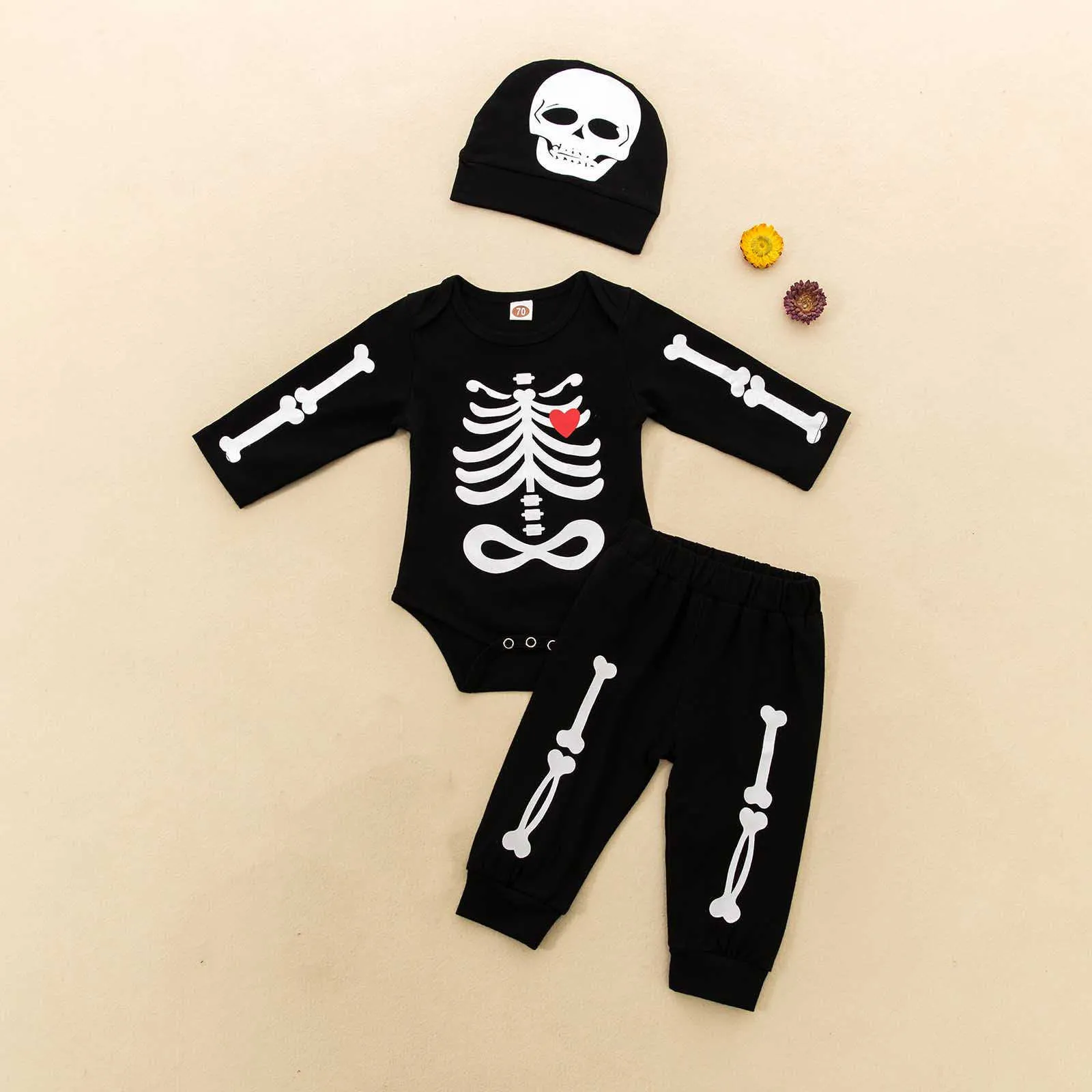 Herfst Zuigeling Baby Kleding Jongens Cosplay Kostuums Halloween Schedel Bodysuit Lange Mouwen Pak Mode Kleding voor Nieuw Born Outfit G1023