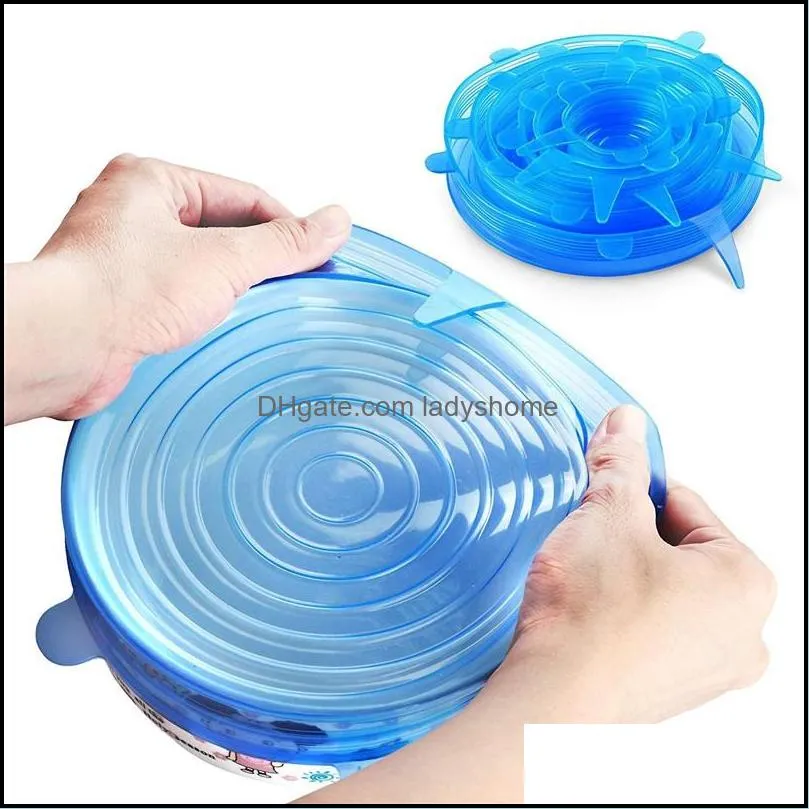 6PCS/Set Universal Silicone Suction Lid-bowl Pan Cooking Pot Lid-silicon Stretch Lids Silicone Fruit Cover Pan Spill Lid Stopper