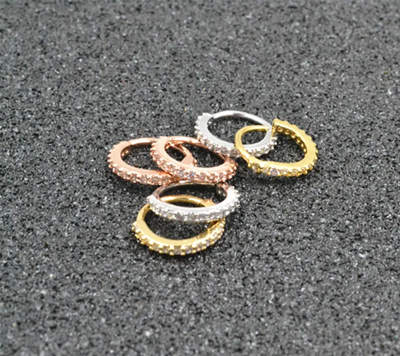 50PCS CZ GEMS Näsa örhängen Öronpinnar DiaTh Tragus Croplage Hoop Ring Sliver / Gold / Rose Gold Body Piercing