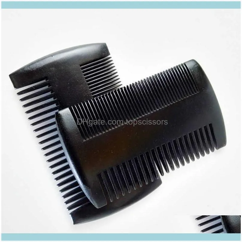 Hair Brushes All black comb black wood comb spray paint pear peach tree beard comb with PU leather beard brush