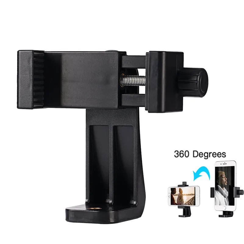 Tripod Mount Adaptador Cell Phone Stand Bracket Clip Verticais 360 Grau de 360 ​​graus para iPhone Xiaomi Samsung Universal Smart Phone