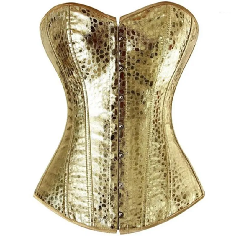 Bustiers & Corsets Sexy Women Gold Corset Sequin Overbust Waist Cincher Corselets Shiny From