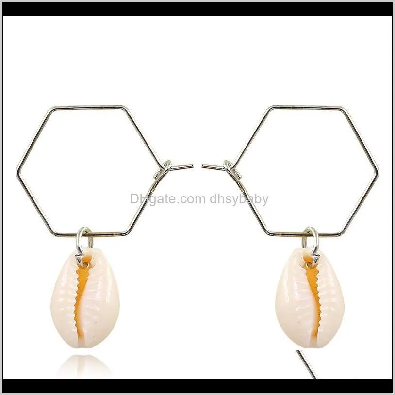 women bohemia natural sea shell earrings big circle round loop earrings geometric pendant dangle earrings jewelry