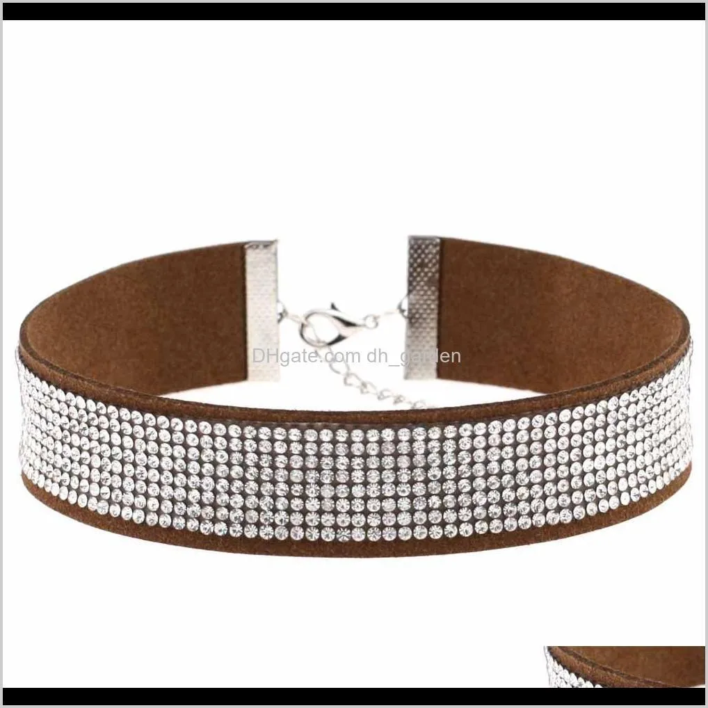 Korea Flannelet Diamond Crystal Choker Necklace Collar Necklace Bands for Women Jewelry Gift DROP SHIP 161836