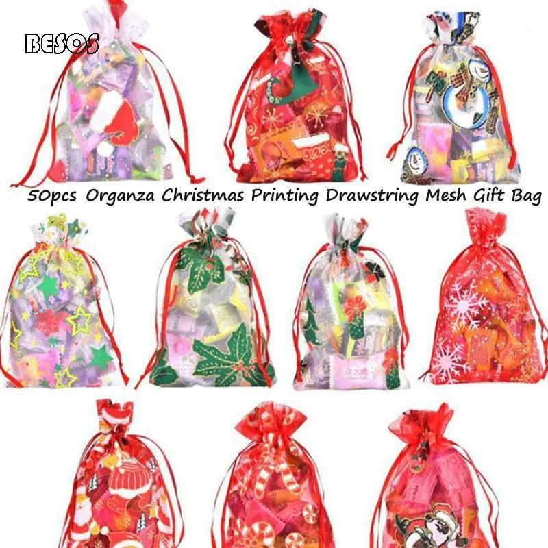 Подарочная упаковка оптовая мода Organza Christmas Print