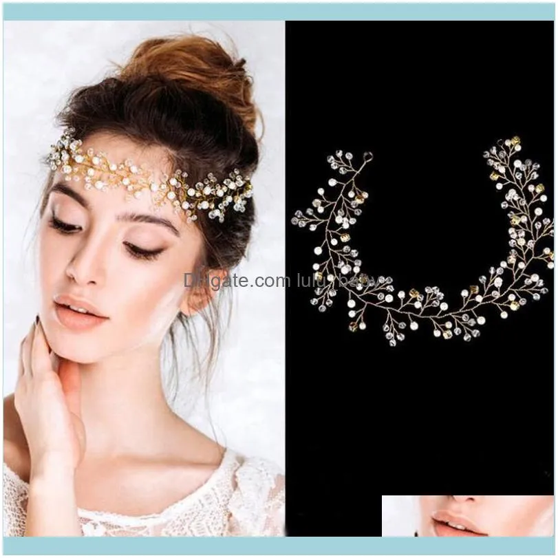 Hair Clips & Barrettes Luxury Handmade Vine Headbands Gold Copper Soft Headpiece Pearl Crystal Flower Bride Wedding Accessories Bridal