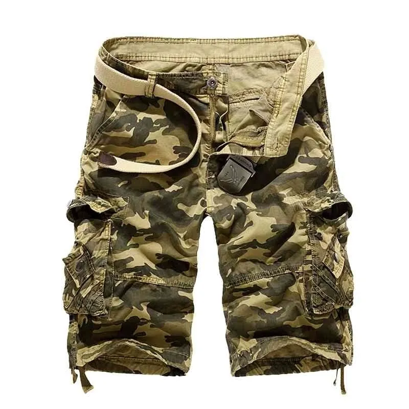 Camouflage Loose Cargo Shorts Hommes Été Militaire Camo Pantalon Court Homme Cargo Shorts Taille US 210329