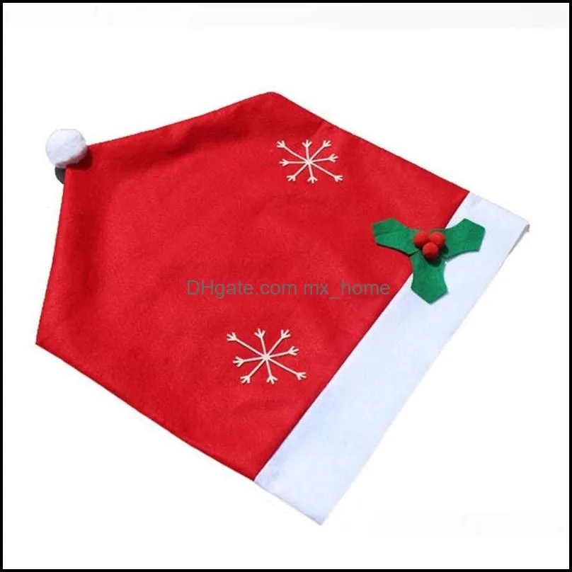 Wholesale-1 Pc Christmas Decoration Non-woven Snowflake Chair Covers Dinner Table Decor Chair Red Hat Sets Gift 50*65cm 00241