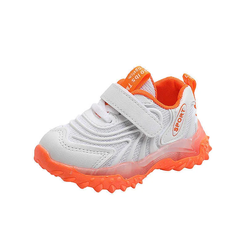 New Breathable Mesh Kids Shoes Luminous Light Children'S Sneakers Fashion Autumn Baby Boys Girls Hook Sports Shoes 21-30 G1025