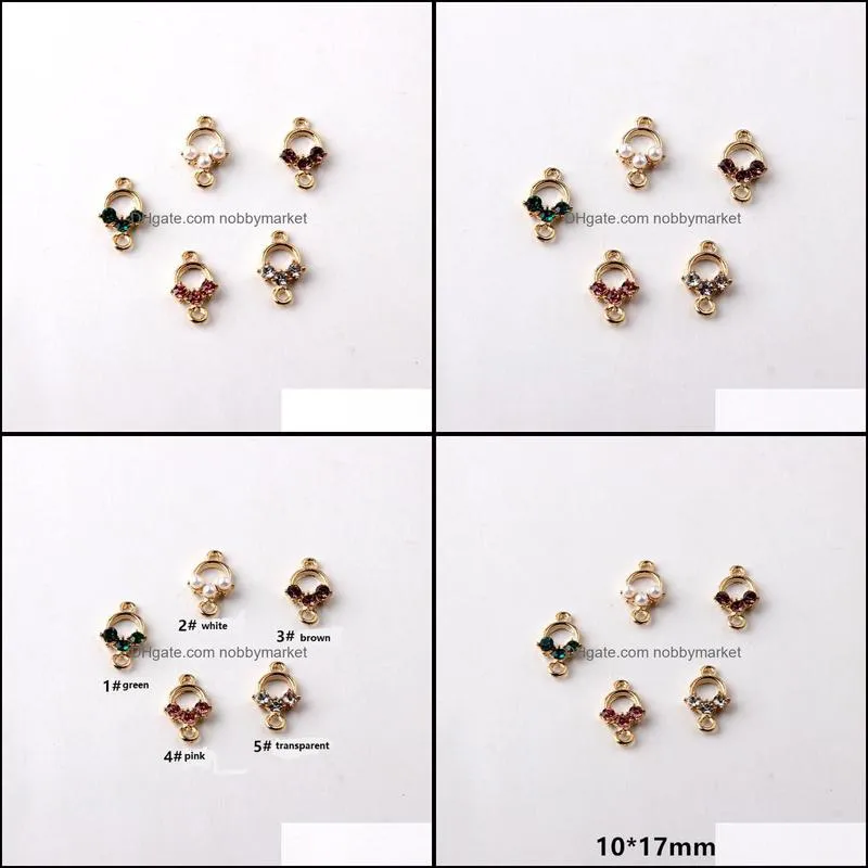 Zircon Pearl Pendant Double Hole Connector Pendants for Jewelry Making DIY Necklaces Earrings Bracelets Accessories Wish Gift