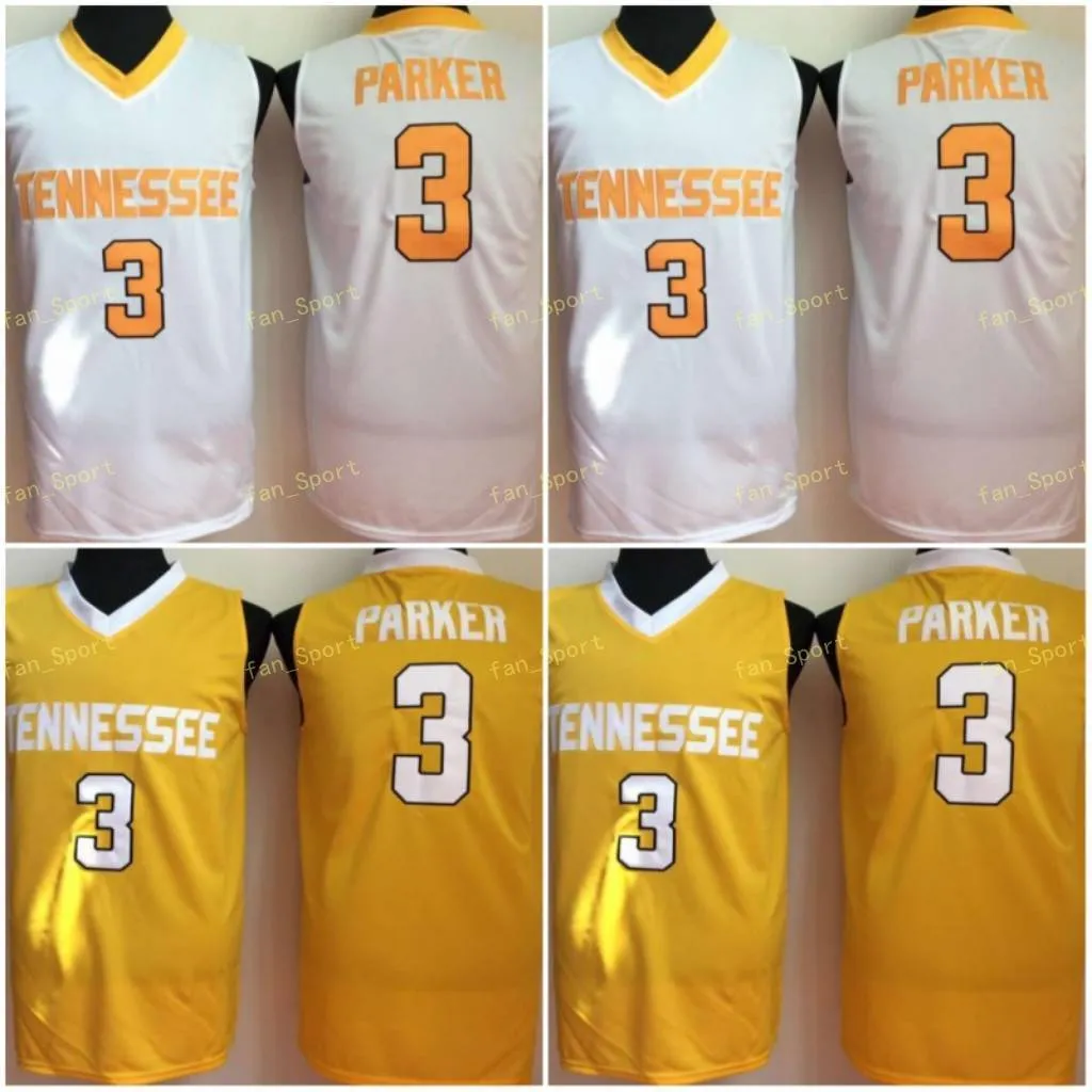 NCAA Tennessee Volunteers # 3 Candace Parker College Basketball Jersey Jaune Cousu Candace Parker Maillots S-XXL