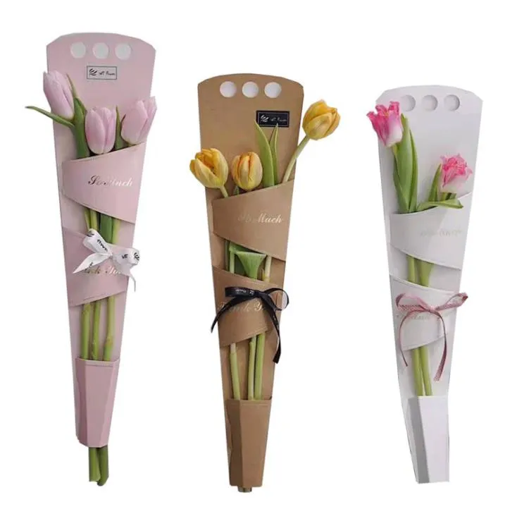 25-Pack Flower Bouquet Sleeves With Ribbon - Kraft Paper & Clear Plastic Wrapping For Florist Arrangements