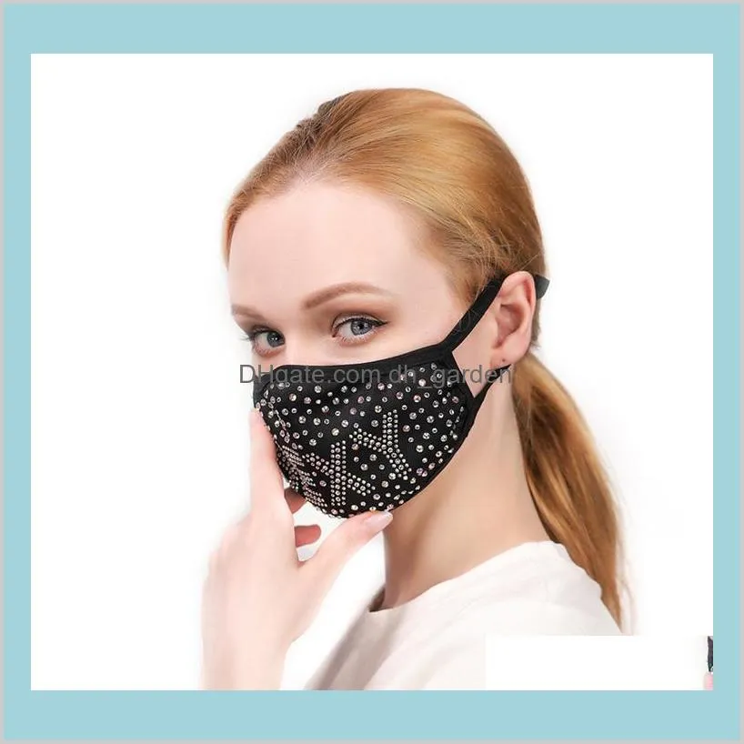 Letter Dustproof Face Mask Bling Bling